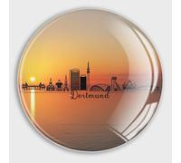 Piccoli magneti per frigorifero in vetro Germania Dortmund, skyline della città, sagoma rotonda, adesivi magnetici per frigorifero, vacanze, cassetta postale, garage, porta, scuola, souvenir di
