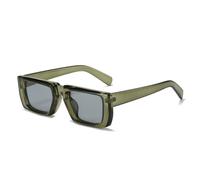 Piccoli occhiali da sole per le donne moda tendenza steampunk sfumature uomo vintage lusso rettangolo punk occhiali da sole, W-C19-verde Grigio, Taglia unica
