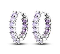 Piccoli orecchini a cerchio arcobaleno Hapour in argento sterling 925 | Orecchini con zirconi viola intarsiati da donna come regalo di compleanno: orecchini con ametista viola