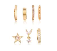 Piccoli orecchini a cerchio da donna, 5-7 pezzi, ipoallergenici, placcati in oro 14 carati, set di orecchini Huggie CZ per piercing multipli, delicati orecchini a pila carini in argento, gioielli alla