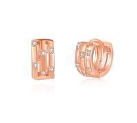 Piccoli orecchini a cerchio, da donna, forma geometrica dorata con zirconi cubici, per moglie, fidanzamento, gioielli classici, Rose Gold, base placcata oro bianco, Zirconia cubica
