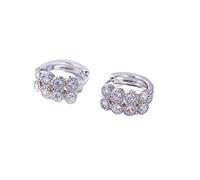 Piccoli orecchini a cerchio, da donna, in argento, geometria a cerchio con 8 zirconi per la festa della mamma, Silber, Rame, Zirconia cubica