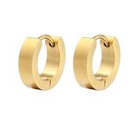 Piccoli orecchini a cerchio da donna, orecchini in oro da donna, eleganti cerchi piatti 9 x 4 mm per uomo gioielli di fidanzamento aggiornamento, 9x4MM, Acciaio inossidabile, Nessuna pietra preziosa