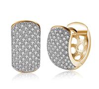 Piccoli orecchini a cerchio larghi per donne e ragazze, in oro 14 carati, con zirconia cubica, taglio quadrato, ipoallergenici, idea regalo, Cristallo, Zirconia cubica