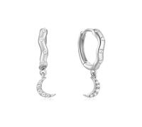 Piccoli orecchini a cerchio pendenti a forma di luna crescente, in argento Sterling 925, per donne e ragazze, delicati cristalli di zirconia cubica, pendenti, piccoli orecchini irregolari per