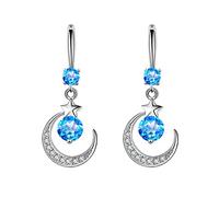 Piccoli orecchini a forma di stella, mitologia, luna, goccia d'acqua, sottili, eleganti, con strass, in rame, per donne, set a cerchio, Misura unica, Rame