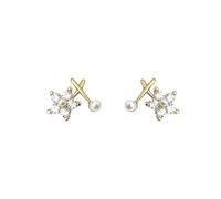 Piccoli orecchini a perno a forma di fiore con zircone per donne, dolci, semplici, leggeri, stile di lusso, gioielli minimalisti floreali con elegante confezione regalo bianca per ragazze