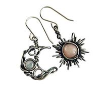 Piccoli orecchini a perno da donna retrò a forma di luna e sole mostrano la tua personalità a forma di stella per le donne, Misura unica, Metallo