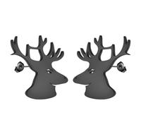 Piccoli orecchini a perno in acciaio inox a forma di testa di cervo nel bosco, per donne e uomini, gioielli a forma di animale delicato regalo, Acciaio inossidabile