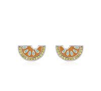 Piccoli orecchini in argento 925, orecchini da donna con zirconi arancioni, forma rotonda arancione, gioielli alla moda, regalo di compleanno