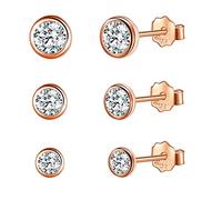 Piccoli orecchini in argento Sterling 925 con mini zirconi, 3/4/5 mm | Orecchini ipoallergenici in argento 925 per lobo dell'orecchio da donna, uomo e ragazza, zirconia cubica 5A