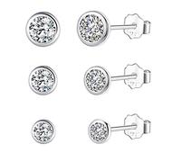 Piccoli orecchini in argento Sterling 925 con mini zirconi, 3/4/5 mm | Orecchini ipoallergenici in argento 925 per lobo dell'orecchio da donna, uomo e ragazza, zirconia cubica 5A
