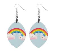 Piccoli orecchini in legno arcobaleno gioielli regali, leggeri vintage pendenti in legno naturale classici artistici ganci per orecchini in legno per donne, Love, In legno, Legno