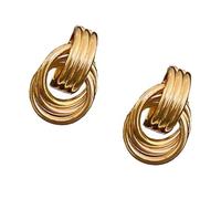 Piccoli orecchini in oro argento con design geometrico, accessori per gioielli portatili, per donne alla moda, stile moderno, Taglia unica, come descritto