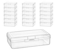 Piccoli organizer per perline, 19 pezzi, in plastica, mini contenitori trasparenti per perline, con coperchio incernierato e grande scatola rettangolare