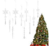 Piccoli ornamenti natalizi - Ciondolo in acrilico 2D per feste | Ornamenti per albero in acrilico trasparente fiocchi di neve per supporto per finestra camera da letto balcone porte da parete giardino