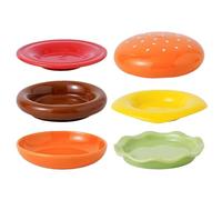 Piccoli Piattini da Dessert,6 Piatti Mini Dessert Hamburger a Piani - Ceramica a Forma di Hamburger Stoviglie Decorative per Cucina per Snack e Insalate