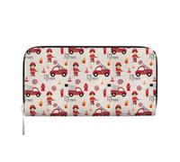 Piccoli ragazzi e ragazze in stampa vigili del fuoco elegante portafoglio a mano in pelle donna capacità grande portafoglio casual portafoglio pronto da viaggio, nero, Taglia unica, Arte