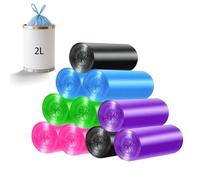 Piccoli sacchetti della spazzatura da 2 l, 10 rotoli di mini sacchi della spazzatura, 200 pezzi da 35 x 45 cm, per mini pattumiere, bagno, ufficio, auto, sala artigianale, pattumiera da tavolo