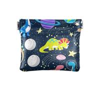 Piccoli sacchetti per borsa, plaid marrone nero quadrati quadrati snap change porta contanti tasca portafoglio, materiale riciclato, Dinosauri colorati pianeti spaziali 1, Taglia unica, Dinosauri