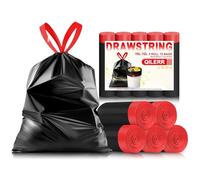 Piccoli sacchetti per la spazzatura da 10 l, 75 pezzi, spessi, con coulisse, con manici per cravatta, sacchetti neri per bagno, cucina, ufficio, camera da letto, adatti per bidoni da 10-15 l (bidoni