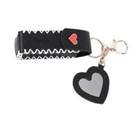 Piccoli sacchetti per rossetti con portachiavi alla moda borsa charm balsamo per labbra borse portachiavi per viaggi e uso quotidiano custodia per rossetto in pelle PU, Nero , Bellezza di massa