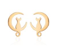 Piccoli simpatici orecchini a forma di gatto con luna per donne, bambini, in acciaio inossidabile, gioielli per animali domestici, regalo di San ValentinoTrattamento seducente