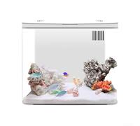 Piccolo acquario Betta in acrilico con luce LED e filtro a triplo strato, pompa silenziosa da tavolo per gamberetti pesci rossi e decorazioni per la casa, 20 x 20 x 14 cm, nero (bianco)