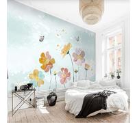 Piccolo Acquerellato Fresco Dipinto A Mano Linea Fiori Farfalla Carta Da Parati 3D Seta lusso Studio Sala Pranzo Divano Camera Per Mobili Letto Soggiorno Tv Muro-250cm×170cm