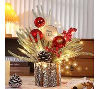 Piccolo Albero di Natale, Albero di Natale Artificiale con Illuminazione Decorazione per Albero di Natale Decorazione per la Tavola Invernale per Verde Casa Interni Mensola del Camino, Rosso