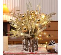 Piccolo Albero di Natale, Albero di Natale Artificiale con Illuminazione Decorazione per Albero di Natale Decorazione per la Tavola Invernale per Verde Casa Interni Mensola del Camino, Oro