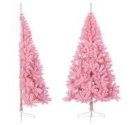 piccolo albero di natale rosa,regalo decorativo,Albero di Natale Artificiale a Metà con Supporto Rosa 240cm PVCAdatto per camera da letto, soggiorno, patio, Natale