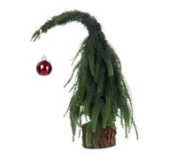 Piccolo albero di Natale, stravagante albero di Natale da 12 pollici con pallina rossa e alberi artificiali pieghevoli con base in legno rustico per vacanze, feste, decorazioni natalizie per la casa