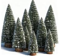 Piccolo Albero Natale In Plastica- 9 Pcs Mini Alberi Sisal, Mini Albero Di Natale, Con Base In Legno, Piccolo Albero Di Natale Imitazione, Per La Decorazione Della Festa Di Natale