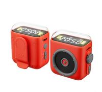 Piccolo altoparlante, altoparlante wireless, altoparlante portatile con luce notturna e visualizzazione dell'ora per esterni, campeggio, ufficio, casa (rosso)