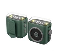 Piccolo altoparlante, altoparlante wireless, altoparlante portatile con luce notturna e visualizzazione dell'ora per esterni, campeggio, ufficio, casa (verde)