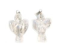 Piccolo angelo custode in cristallo di rocca con ciondolo in pietra angelo con collare - meditazione yoga esoterismo spiritualità astrologia (cristallo di montagna)