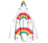 Piccolo arcobaleno stampa elegante mantello strega, mantello con cappuccio, costume da mago per Halloween, cosplay e carnevale