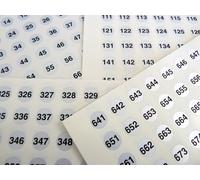 Piccolo Argento 13mm Rotondo Consecutivo Sequenziale Numero Etichette Adesivi