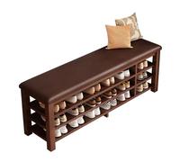 Piccolo armadio per scarpe d'ingresso con sedile da banco Compact Organizzatore di portaoggetti in legno Perfetto per porta anteriore della sala stretta marrone 100cm