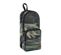 Piccolo astuccio a forma di balena nel mare, grande capacità, con scomparto per studenti, a forma di borsa per la scuola, organizer per matite, pennarelli, per scuola, ufficio, lavoro, Piccola balena