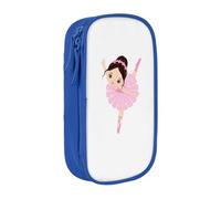 Piccolo astuccio con ballerina che balla con stampa di una ragazza che balla, pratico astuccio multi-scomparto per ufficio, viaggi, scuola, arte e forniture quotidiane, Blu, Taglia unica, Con tasca