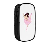 Piccolo astuccio con ballerina che balla con stampa di una ragazza che balla, pratico astuccio multi-scomparto per ufficio, viaggi, scuola, arte e forniture quotidiane, Nero , Taglia unica, Con tasca