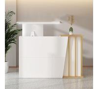 Piccolo banco per ricevimenti bianco con cassetto bloccabile, per cliniche, uffici e atrii, 100 x 40 x 90 cm, elegante e funzionale