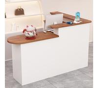 Piccolo bancone da reception con cassetti bloccabili per checkout, salone o ufficio, finitura in legno naturale