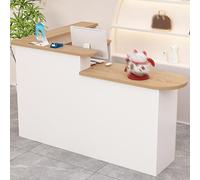 Piccolo bancone da reception con cassetti bloccabili per checkout, salone o ufficio, finitura in legno naturale