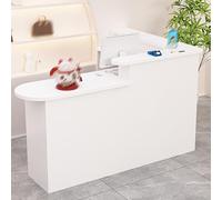 Piccolo bancone da reception con cassetti bloccabili per checkout, salone o ufficio, finitura in legno naturale