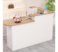Piccolo bancone da reception con cassetti bloccabili per checkout, salone o ufficio, finitura in legno naturale