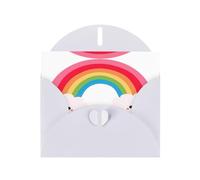 Piccolo biglietto di auguri con stampa arcobaleno in carta perlata, design unico, buste per ringraziamento, inviti