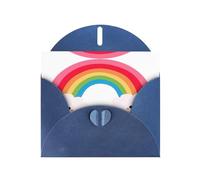 Piccolo biglietto di auguri con stampa arcobaleno in carta perlata, design unico, buste per ringraziamento, inviti